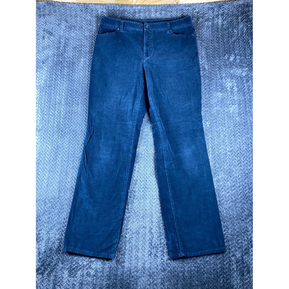 Style & Co Corduroy Pants Womens 12 Blue Stretch Mid Rise Casual Straight Leg